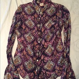 J. Crew paisley perfect shirt cotton-silk size S